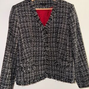 WD.NY Black and White Textured Blazer